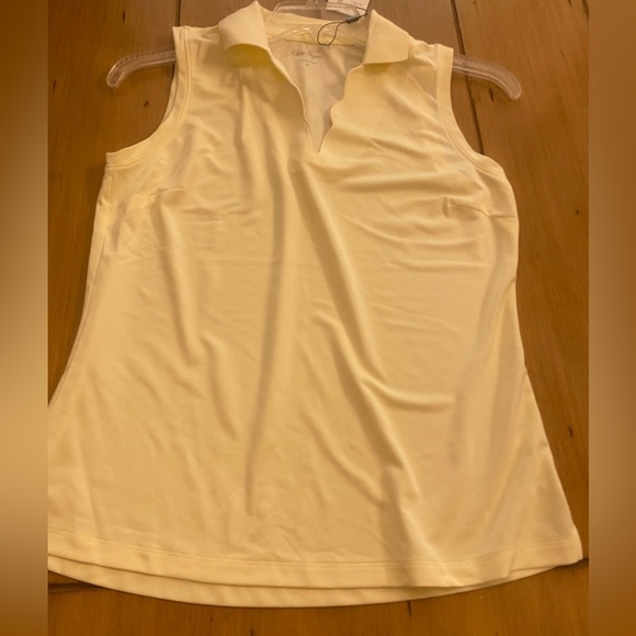 Walter Hagan women’s Medium athletic collared tank top golf yellow poly new - Picture 1 of 11